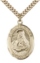 14KT GOLD FILLED ST FRANCES CABRINI PENDANT WITH CHAIN - 1" x 3/4"