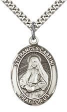 STERLING SILVER ST FRANCES CABRINI PENDANT WITH CHAIN - 1" x 3/4"