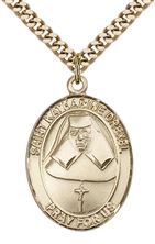 14KT GOLD FILLED ST KATHARINE DREXEL PENDANT WITH CHAIN - 1" x 3/4"