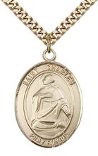 14KT GOLD FILLED ST CHARLES BORROMEO PENDANT WITH CHAIN - 1" x 3/4"