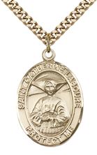 14KT GOLD FILLED ST CATHERINE LABOURE PENDANT WITH CHAIN - 1" x 3/4"