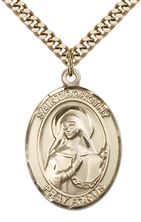 14KT GOLD FILLED ST DOROTHY PENDANT WITH CHAIN - 1" x 3/4"