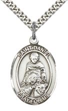 STERLING SILVER ST DANIEL PENDANT WITH CHAIN - 1" x 3/4"