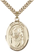 14KT GOLD FILLED ST DAVID OF WALES PENDANT WITH CHAIN - 1" x 3/4"