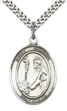 STERLING SILVER ST DOMINIC DE GUZMAN PENDANT WITH CHAIN - 1" x 3/4"