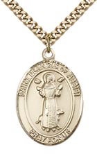 14KT GOLD FILLED ST FRANCIS OF ASSISI PENDANT WITH CHAIN - 1" x 3/4"
