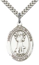 STERLING SILVER ST FRANCIS OF ASSISI PENDANT WITH CHAIN - 1" x 3/4"