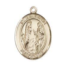 14KT GOLD ST GENEVIEVE MEDAL - 1" x 3/4"