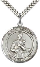 STERLING SILVER ST GERARD PENDANT WITH CHAIN - 1" x 7/8"