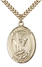 14KT GOLD FILLED ST HELEN PENDANT WITH CHAIN - 1" x 3/4"