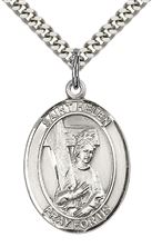 STERLING SILVER ST HELEN PENDANT WITH CHAIN - 1" x 3/4"