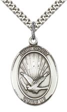 STERLING SILVER HOLY SPIRIT PENDANT WITH CHAIN - 1" x 3/4"