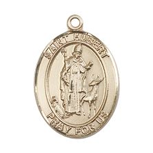 14KT GOLD ST HUBERT OF LIEGE MEDAL - 1" x 3/4"