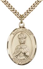 14KT GOLD FILLED ST HENRY II PENDANT WITH CHAIN - 1" x 3/4"