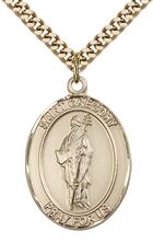 14KT GOLD FILLED ST GREGORY THE GREAT PENDANT WITH CHAIN - 1" x 3/4"