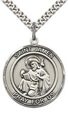STERLING SILVER ST JAMES THE GREATER PENDANT WITH CHAIN - 1" x 7/8"