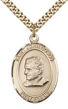 14KT GOLD FILLED ST JOHN BOSCO PENDANT WITH CHAIN - 1" x 3/4"