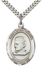STERLING SILVER ST JOHN BOSCO PENDANT WITH CHAIN - 1" x 3/4"