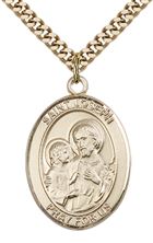 14KT GOLD FILLED ST JOSEPH PENDANT WITH CHAIN - 1" x 3/4"