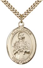 14KT GOLD FILLED ST KATERI PENDANT WITH CHAIN - 1" x 3/4"