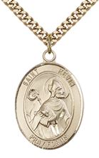 14KT GOLD FILLED ST KEVIN PENDANT WITH CHAIN - 1" x 3/4"