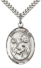 STERLING SILVER ST KEVIN PENDANT WITH CHAIN - 1" x 3/4"