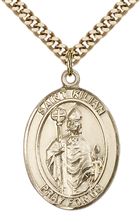 14KT GOLD FILLED ST KILIAN PENDANT WITH CHAIN - 1" x 3/4"