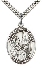 STERLING SILVER ST MARY MAGDALENE PENDANT WITH CHAIN - 1" x 3/4"