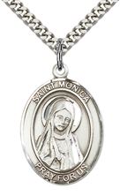 STERLING SILVER ST MONICA PENDANT WITH CHAIN - 1" x 3/4"