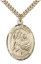 14KT GOLD FILLED ST RAPHAEL THE ARCHANGEL PENDANT WITH CHAIN - 1" x 3/4"