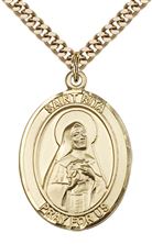 14KT GOLD FILLED ST RITA OF CASCIA PENDANT WITH CHAIN - 1" x 3/4"