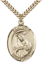 14KT GOLD FILLED ST ROSE OF LIMA PENDANT WITH CHAIN - 1" x 3/4"