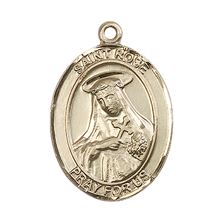 14KT GOLD ST ROSE OF LIMA MEDAL - 1" x 3/4"