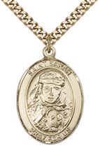 14KT GOLD FILLED ST SARAH PENDANT WITH CHAIN - 1" x 3/4"