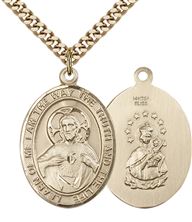 14KT GOLD FILLED SCAPULAR PENDANT WITH CHAIN - 1" x 3/4"