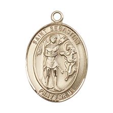14KT GOLD ST SEBASTIAN MEDAL - 1" x 3/4"
