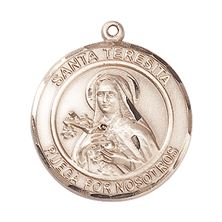 14KT GOLD SANTA TERESITA MEDAL - 1" x 7/8"