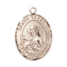 14KT GOLD SANTA TERESITA MEDAL - 1" x 3/4"