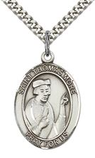 STERLING SILVER ST THOMAS MORE PENDANT WITH CHAIN - 1" x 3/4"