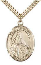 14KT GOLD FILLED ST VERONICA PENDANT WITH CHAIN - 1" x 3/4"