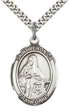 STERLING SILVER ST VERONICA PENDANT WITH CHAIN - 1" x 3/4"