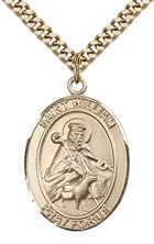14KT GOLD FILLED ST WILLIAM OF ROCHESTER PENDANT WITH CHAIN - 1" x 3/4"
