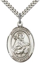 STERLING SILVER ST WILLIAM OF ROCHESTER PENDANT WITH CHAIN - 1" x 3/4"