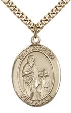 14KT GOLD FILLED ST ZACHARY PENDANT WITH CHAIN - 1" x 3/4"