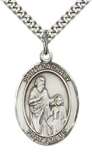 STERLING SILVER ST ZACHARY PENDANT WITH CHAIN - 1" x 3/4"