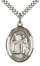 STERLING SILVER ST VALENTINE OF ROME PENDANT WITH CHAIN - 1" x 3/4"