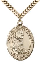 14KT GOLD FILLED ST PIO OF PIETRELCINA PENDANT WITH CHAIN - 1" x 3/4"