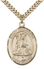 14KT GOLD FILLED ST WALBURGA PENDANT WITH CHAIN - 1" x 3/4"