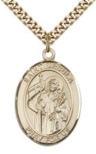 14KT GOLD FILLED ST URSULA PENDANT WITH CHAIN - 1" x 3/4"