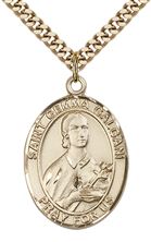 14KT GOLD FILLED ST GEMMA GALGANI PENDANT WITH CHAIN - 1" x 3/4"